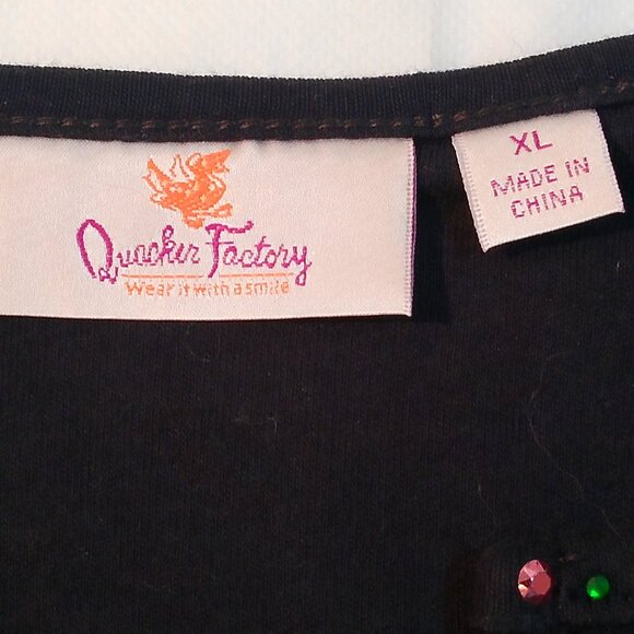 Quacker Factory Rhinestone Christmas 3/4 Sleeve Knit Top Size XL (139 A) - Picture 11 of 16